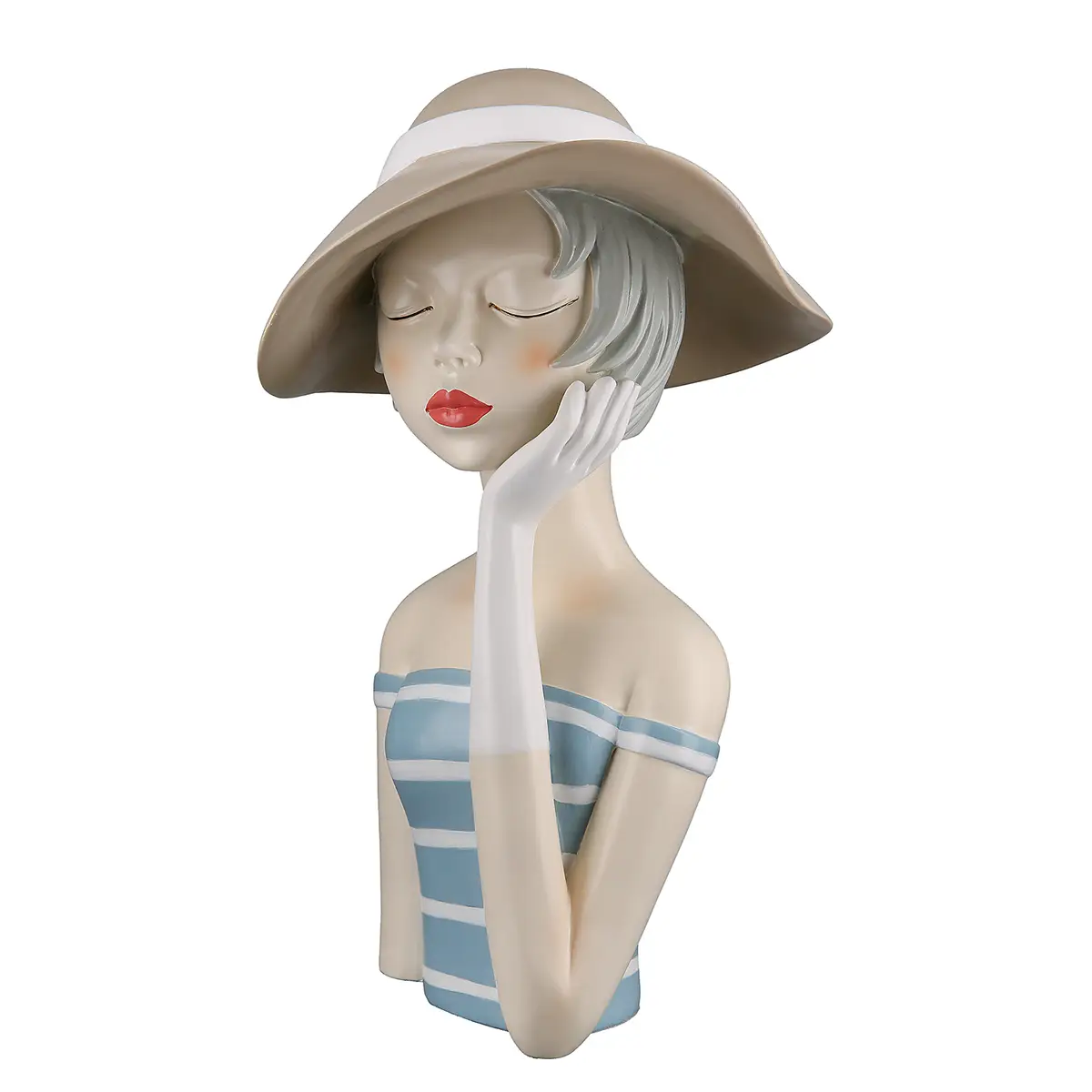 Skulptur Lady mit Hut | Blau