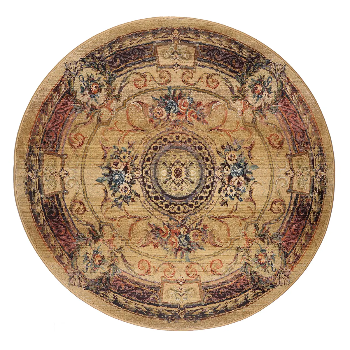 Kurzflorteppich Gabiro 856 Rund Beige/Beige Ø 200cm Flachgewebe