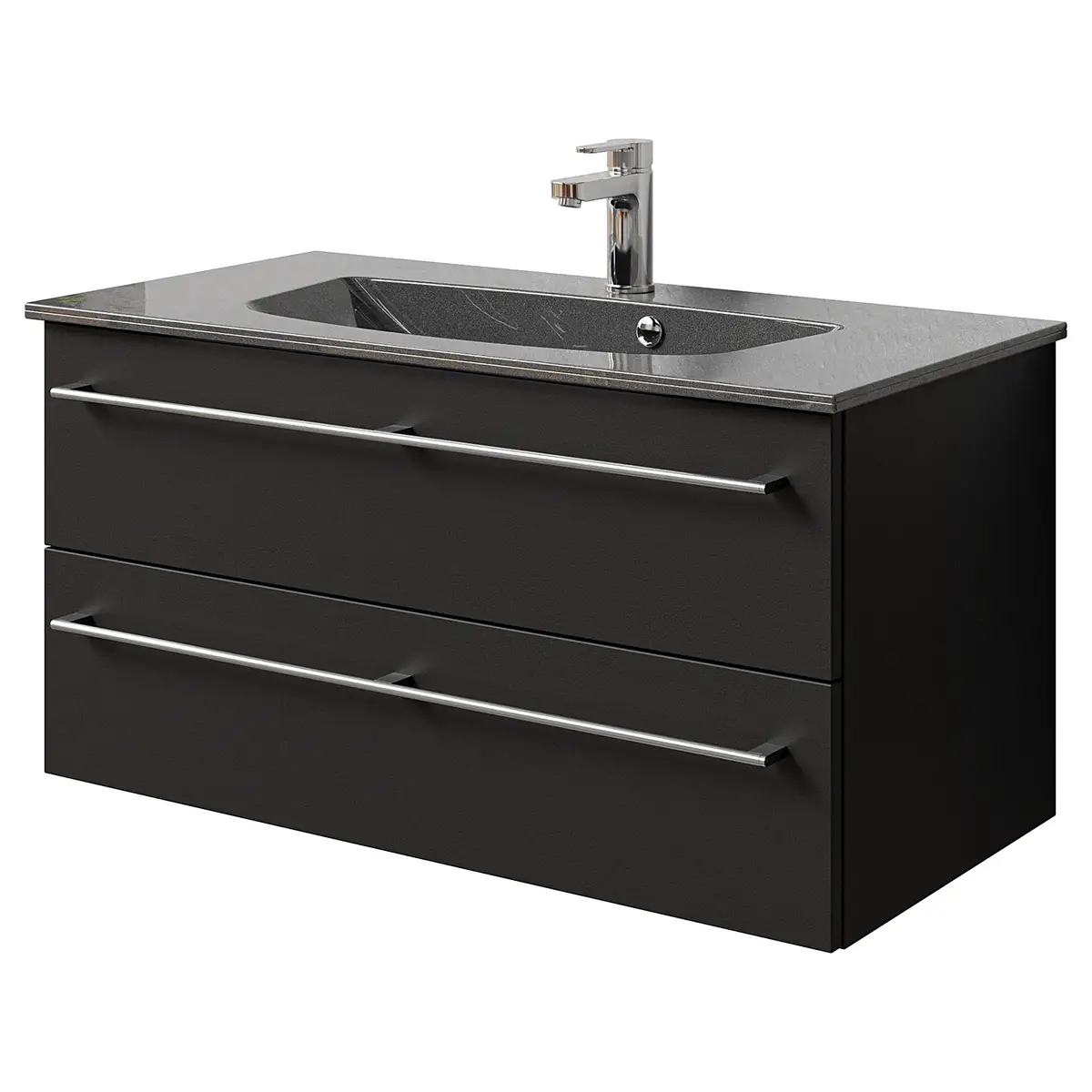 Waschtisch 6025 Typ F 97cm Schwarz/Matt Schwarz | Schwarz
