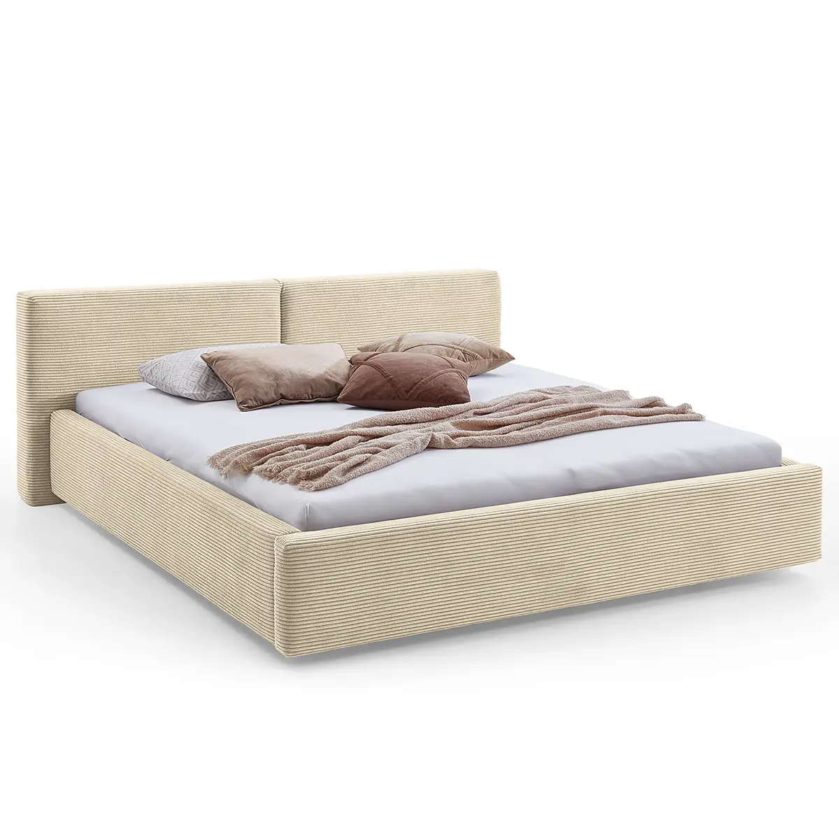 Polsterbett 180 x 200cm Cordstoff Poppy Beige | Beige