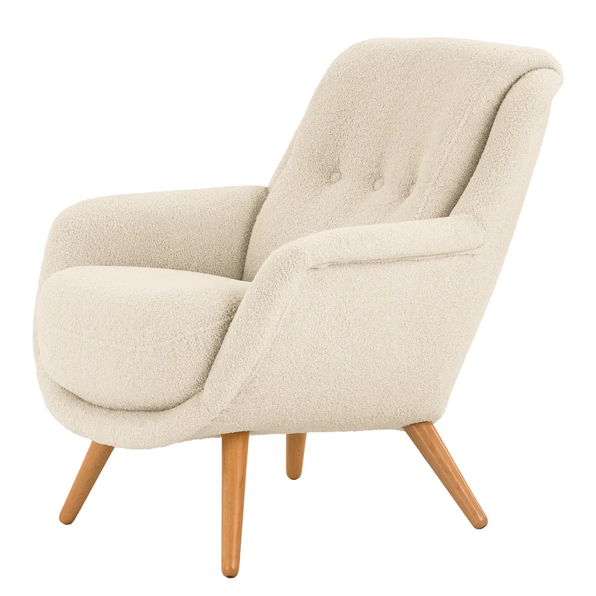 Sessel Saku Weiß Bouclé Stoff Nola | Weiß