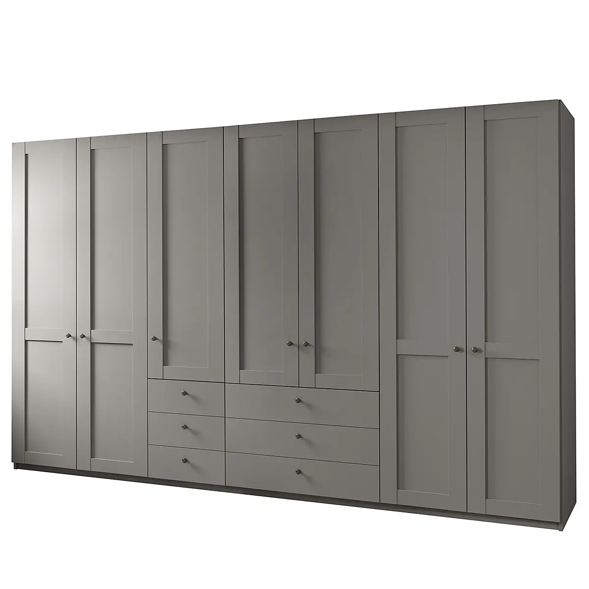Drehtürenschrank mit Schubladen 344cm Grau/Taupe ohne | Grau