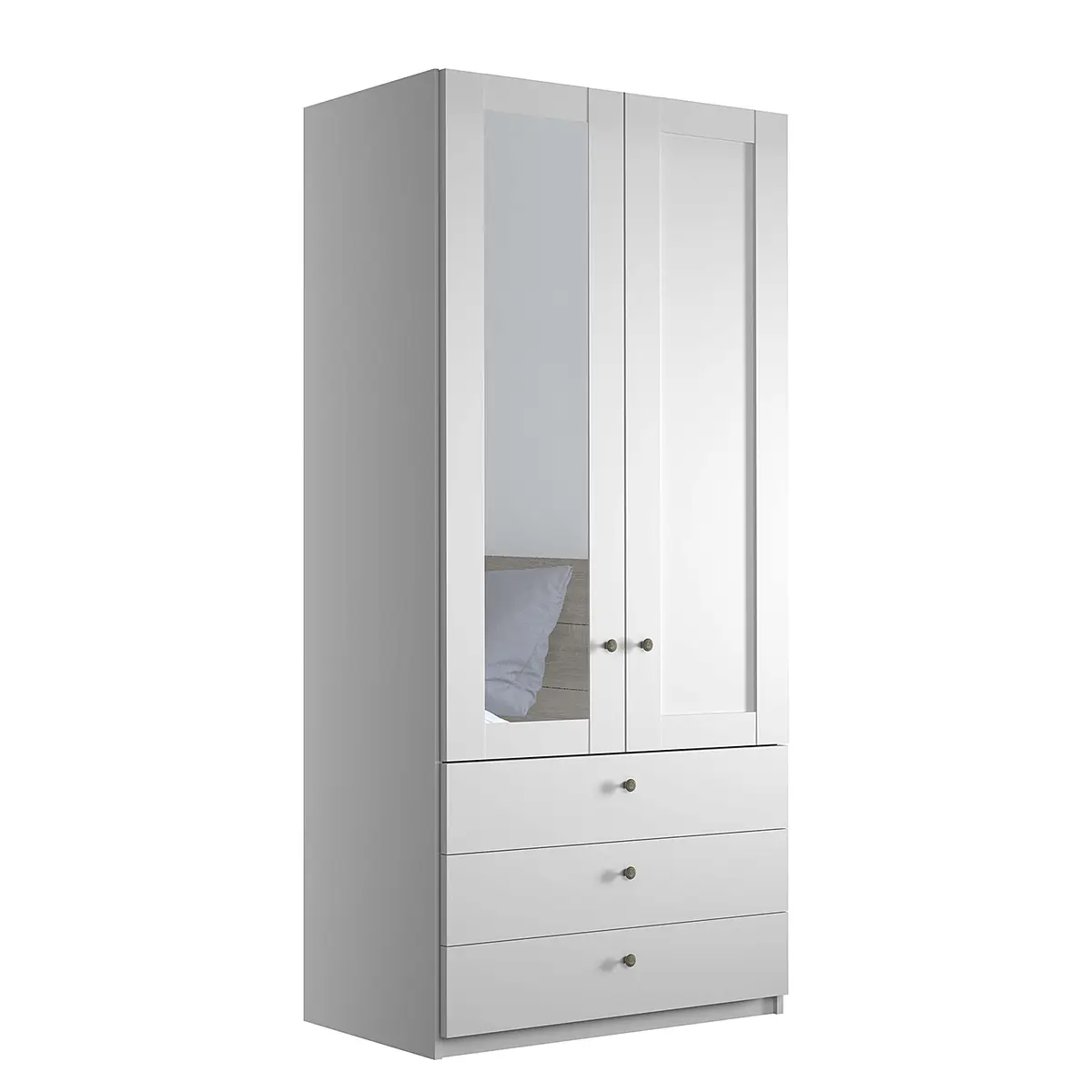 Drehtürenschrank mit Schubladen | Weiß