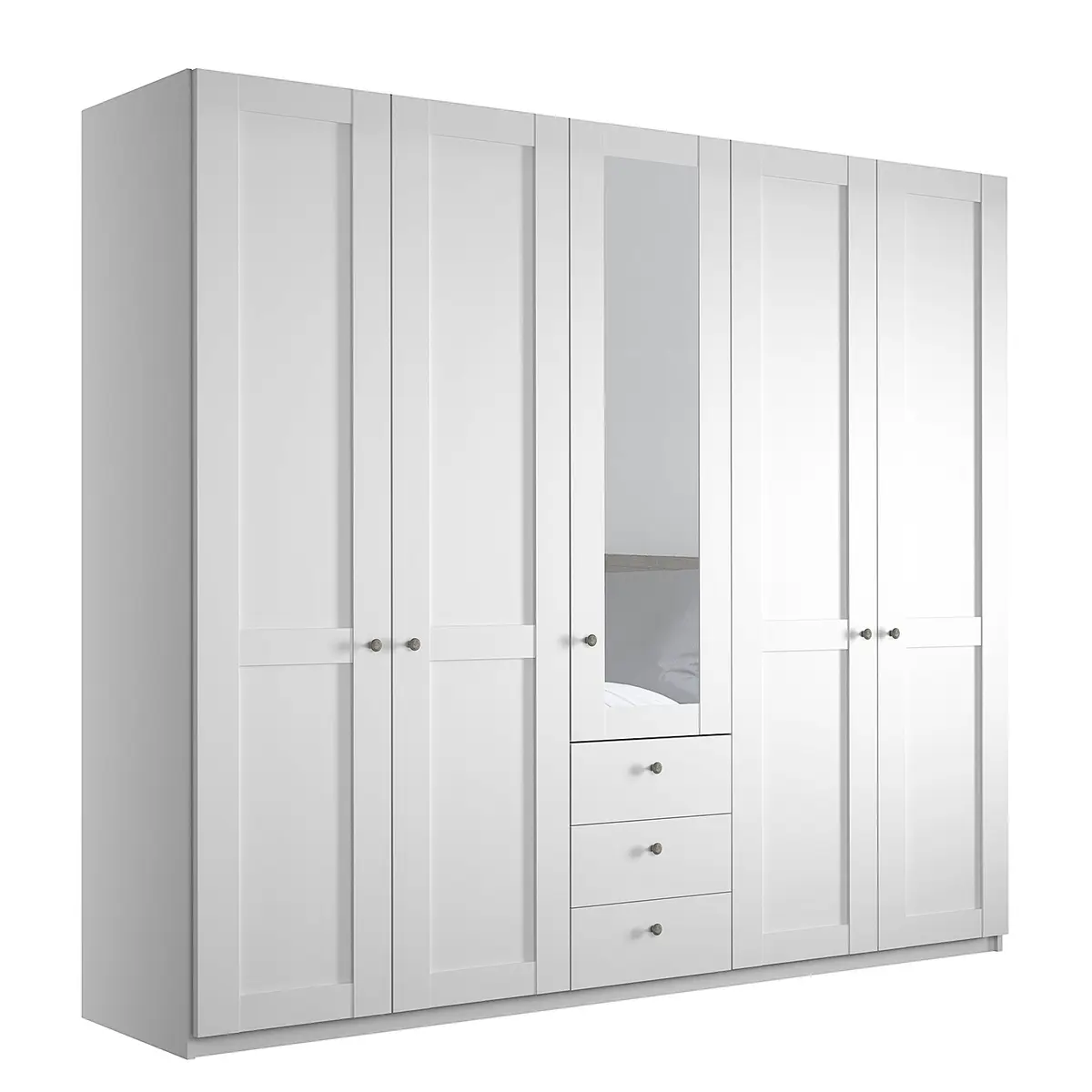 Drehtürenschrank mit Schubladen 246cm Weiß/Weiß mit | Weiß