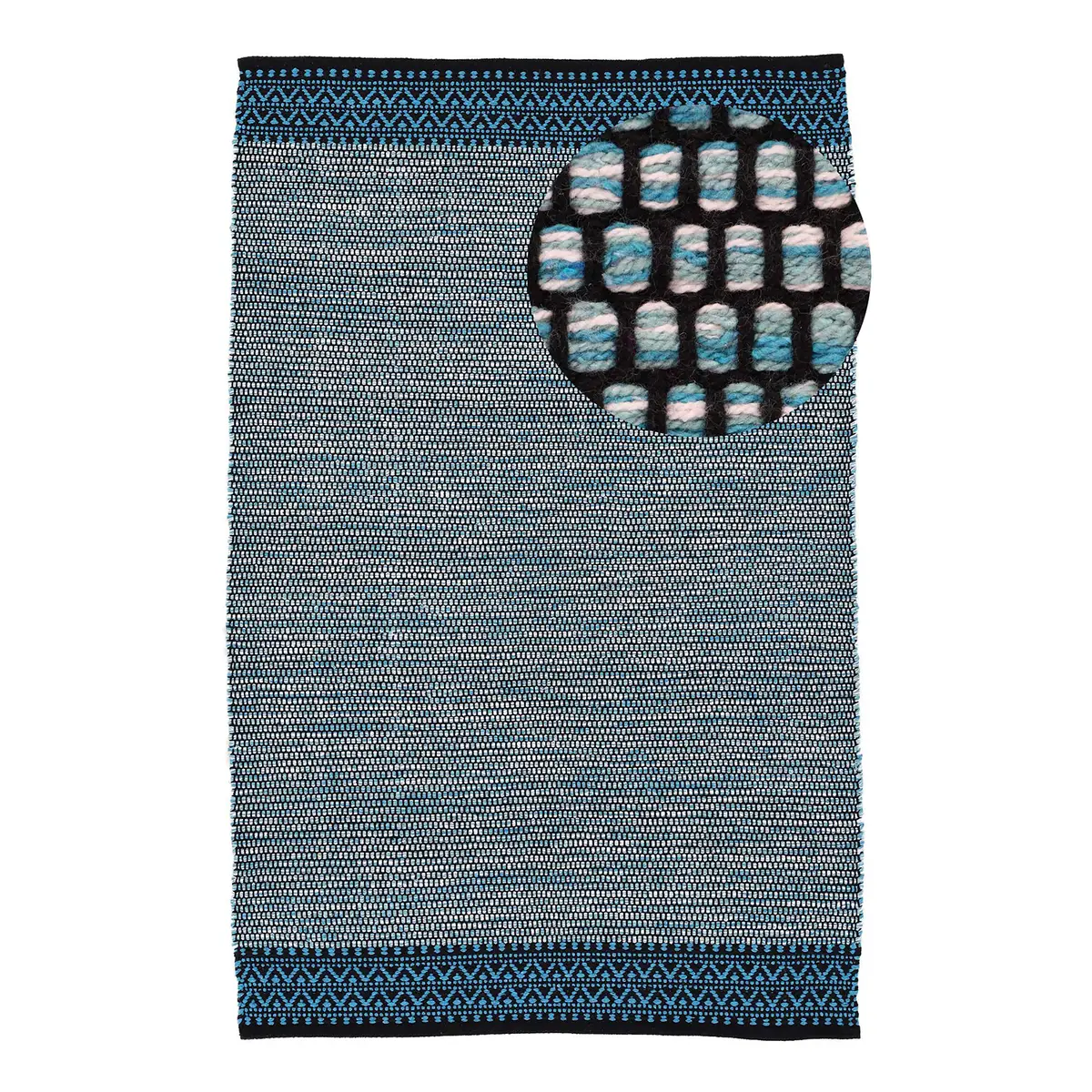 Kurzflorteppich Kelim Mia | Blau