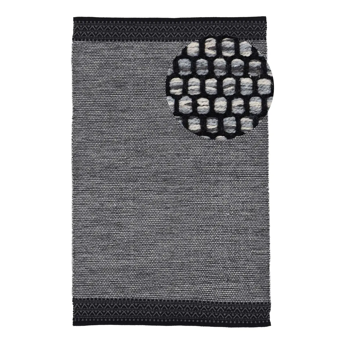Kurzflorteppich Kelim Mia Grau/Grau 200 x 250cm Baumwollstoff