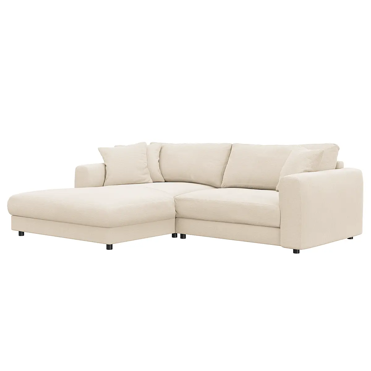Ecksofa mit Longchair Beige/Beige Webstoff Saia | Beige