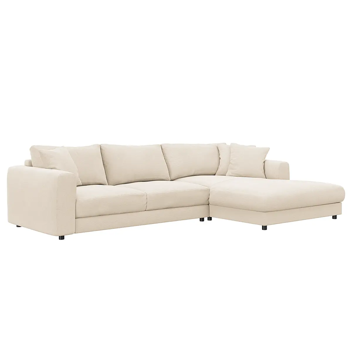 Ecksofa mit Longchair Beige/Beige Webstoff Saia | Beige