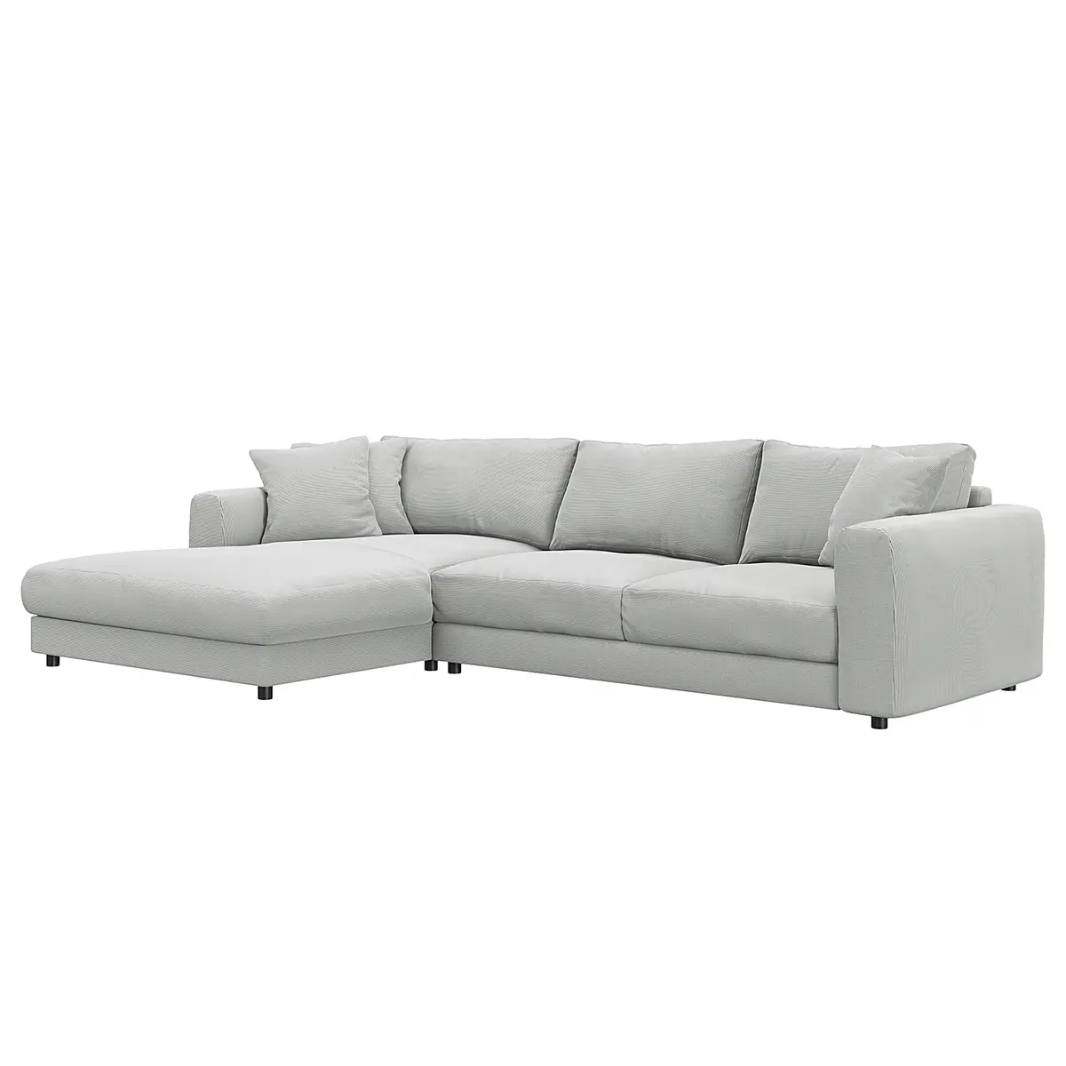 Ecksofa mit Longchair Grau/Grau Cordstoff Snor | Grau