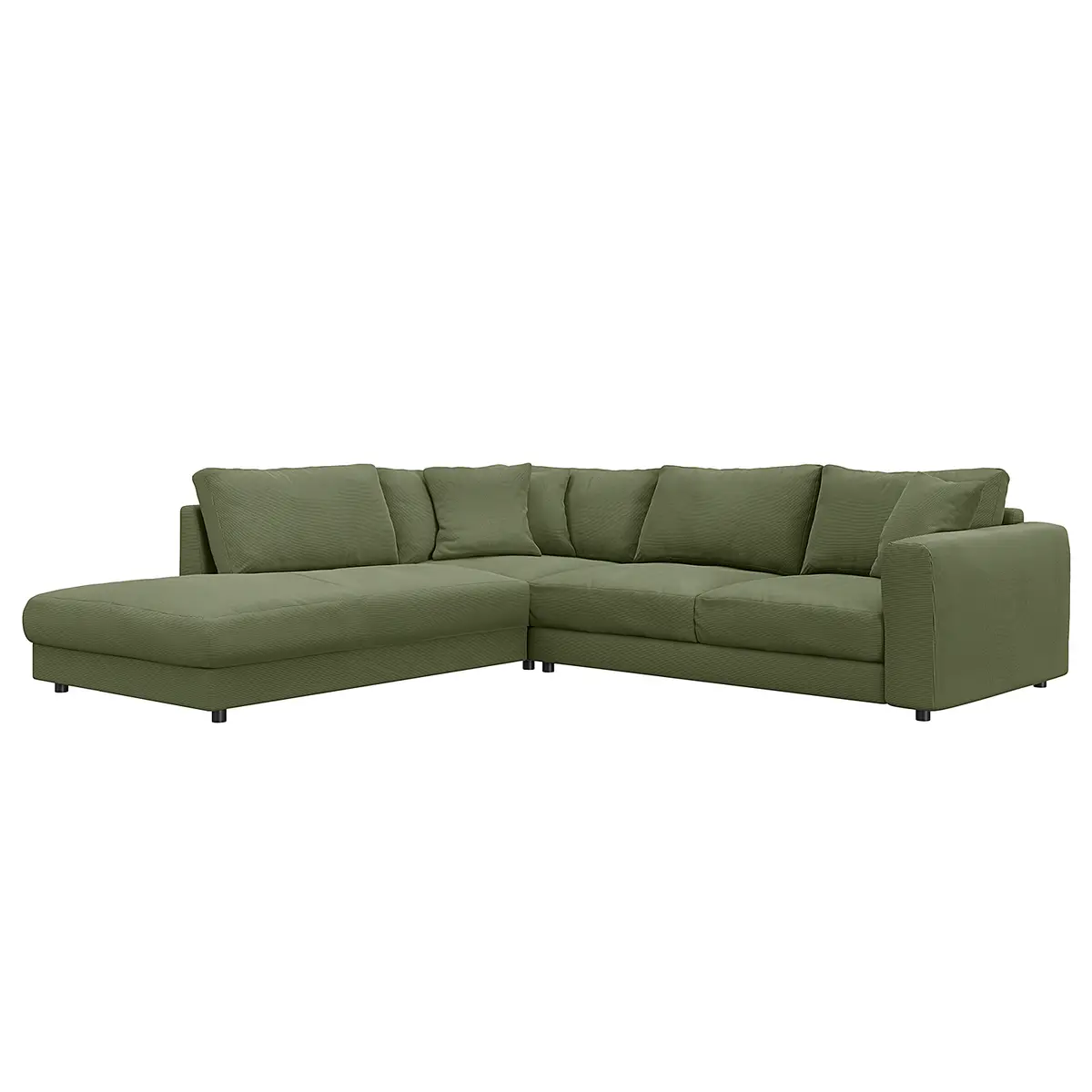 Ecksofa mit Ottomane Grün/Grün Cordstoff Snor | Grün