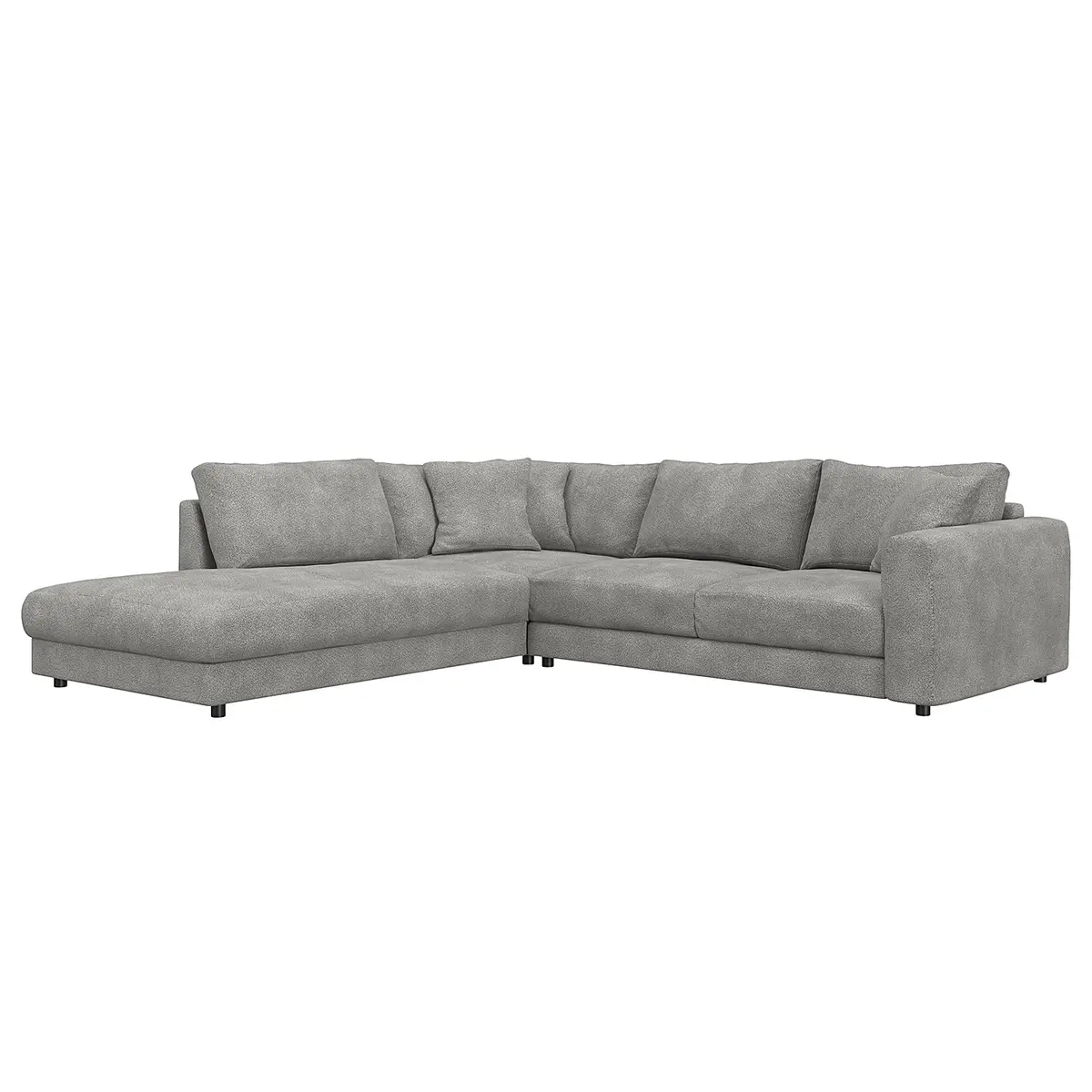 Ecksofa mit Ottomane Grau/Grau Teddy-Bouclé Stoff Bony | Grau
