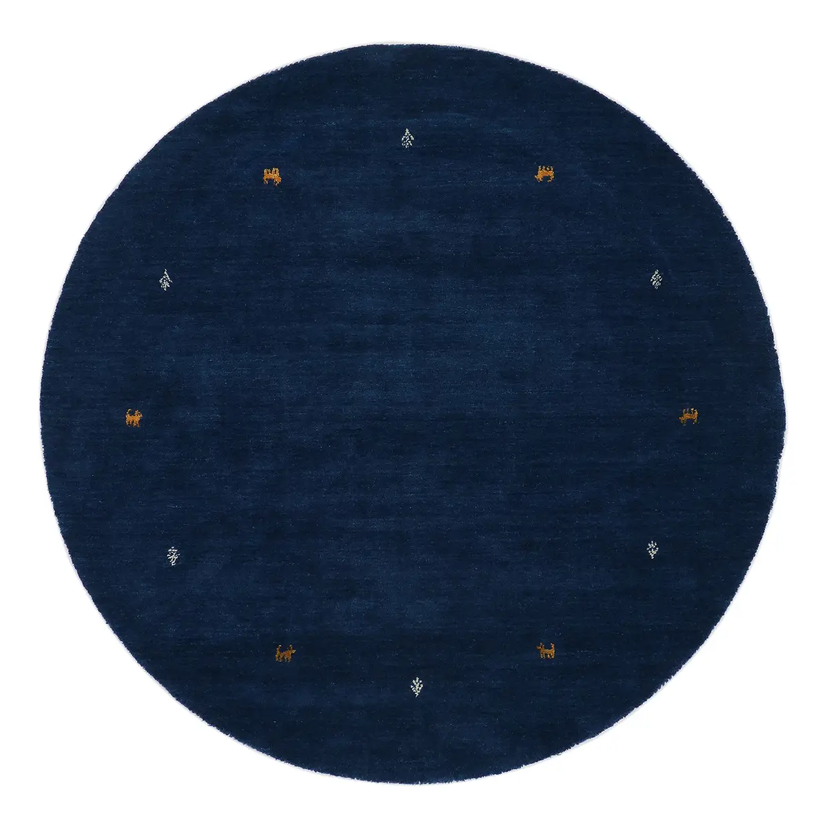 Wollteppich Gabbeh Uni Rund Blau/Blau | Blau