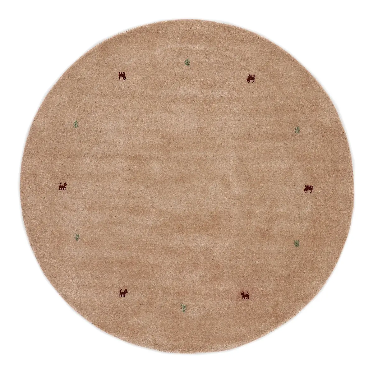 Wollteppich Gabbeh Uni Rund Beige/Beige | Beige