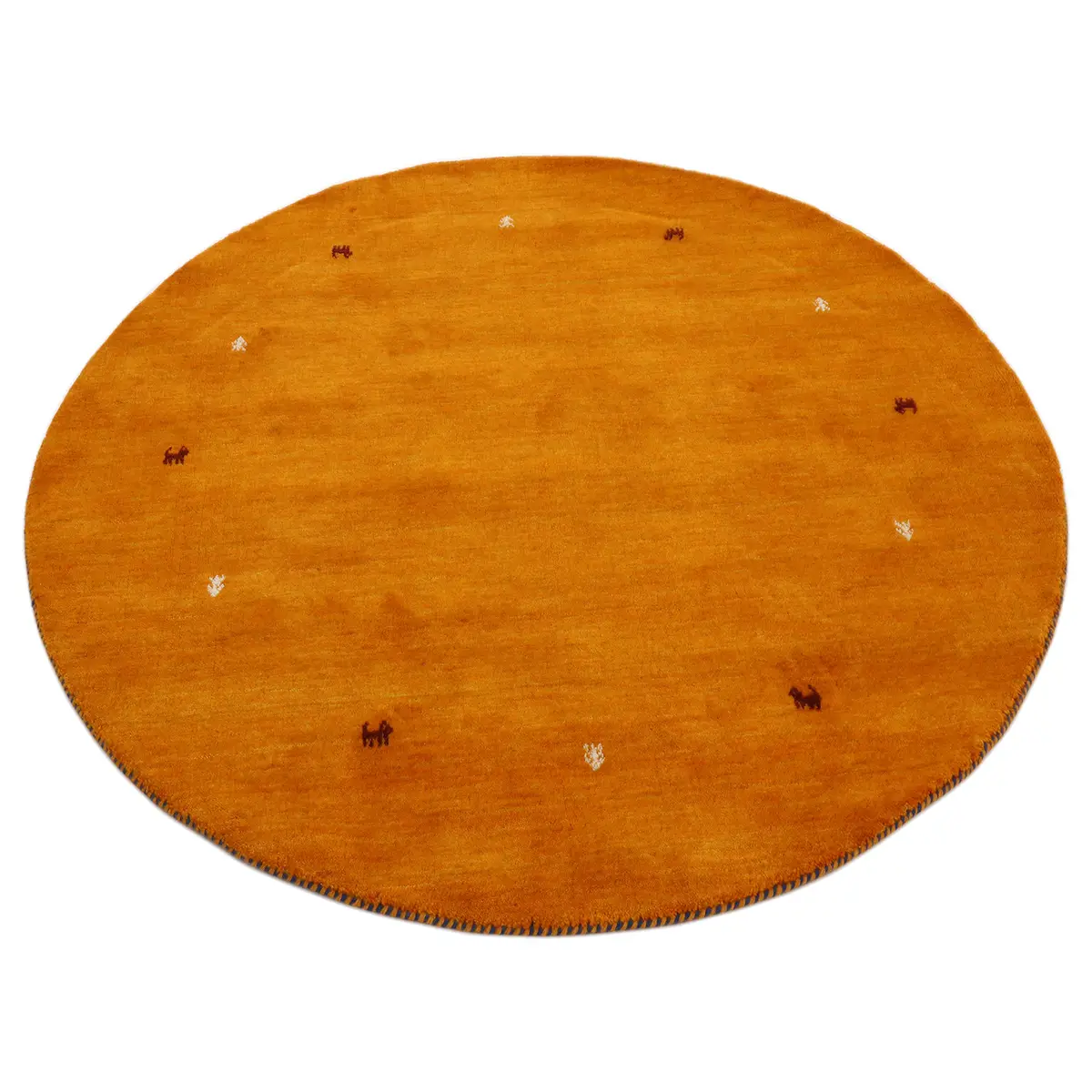 Wollteppich Gabbeh Uni Rund | Orange