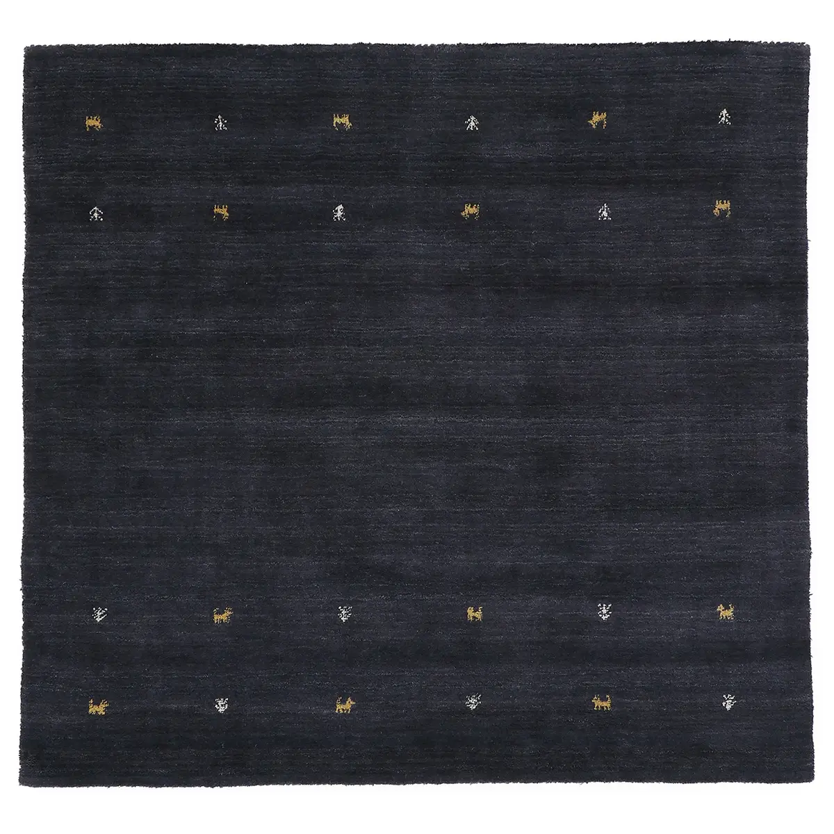 Wollteppich Gabbeh Uni Quadratisch Schwarz | Schwarz