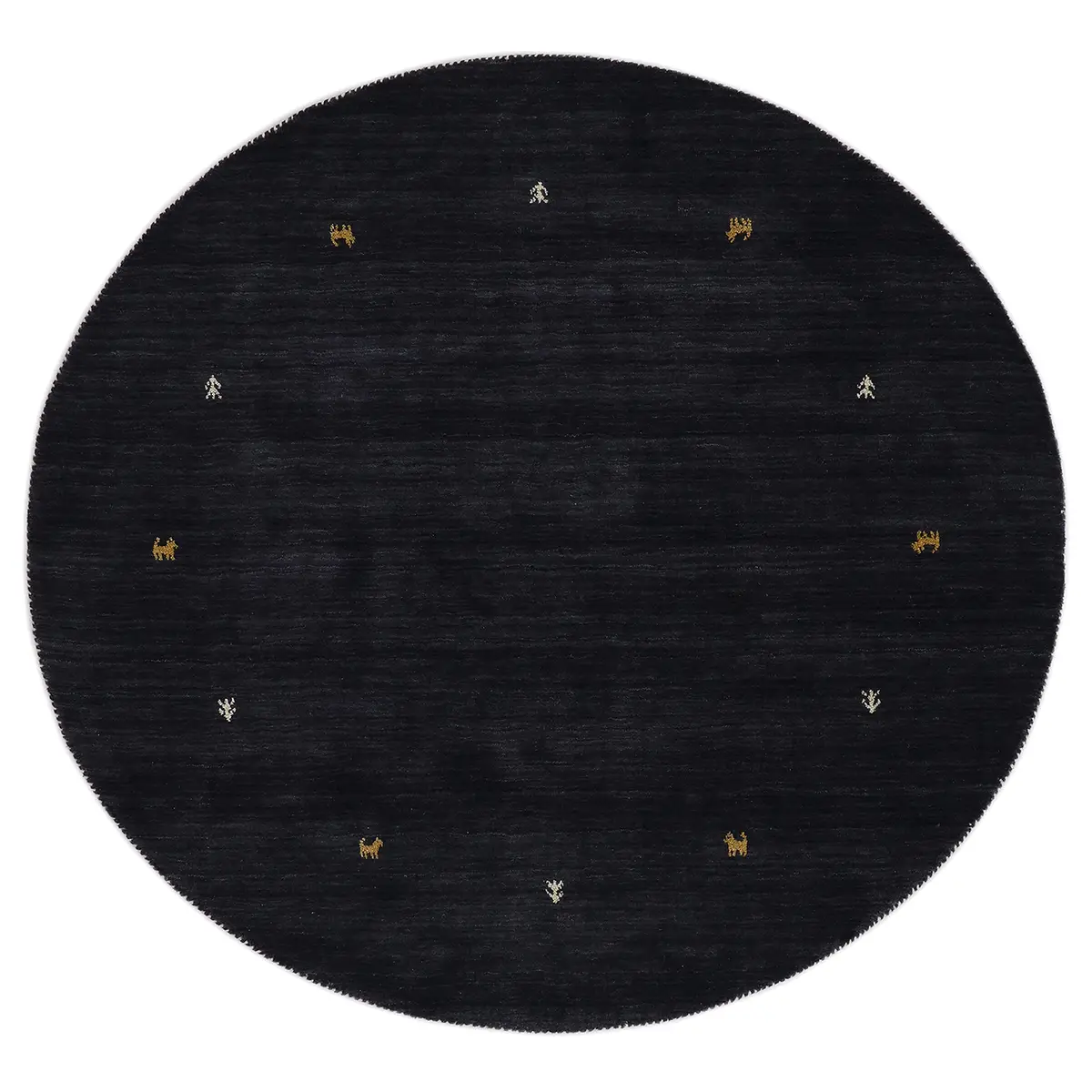 Wollteppich Gabbeh Uni Rund Schwarz/Schwarz | Schwarz