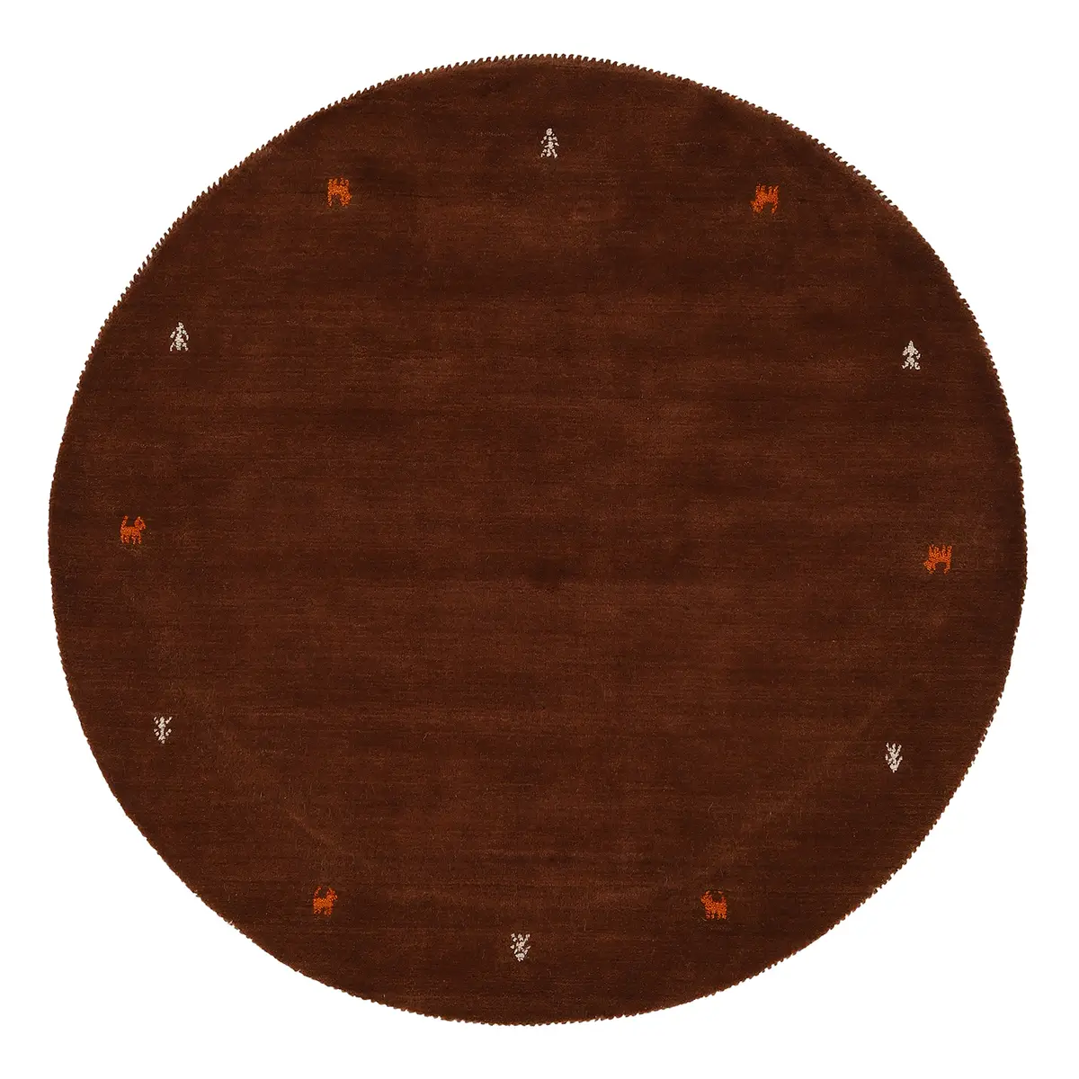 Wollteppich Gabbeh Uni Rund Braun/Braun 200 x 200cm Wolle