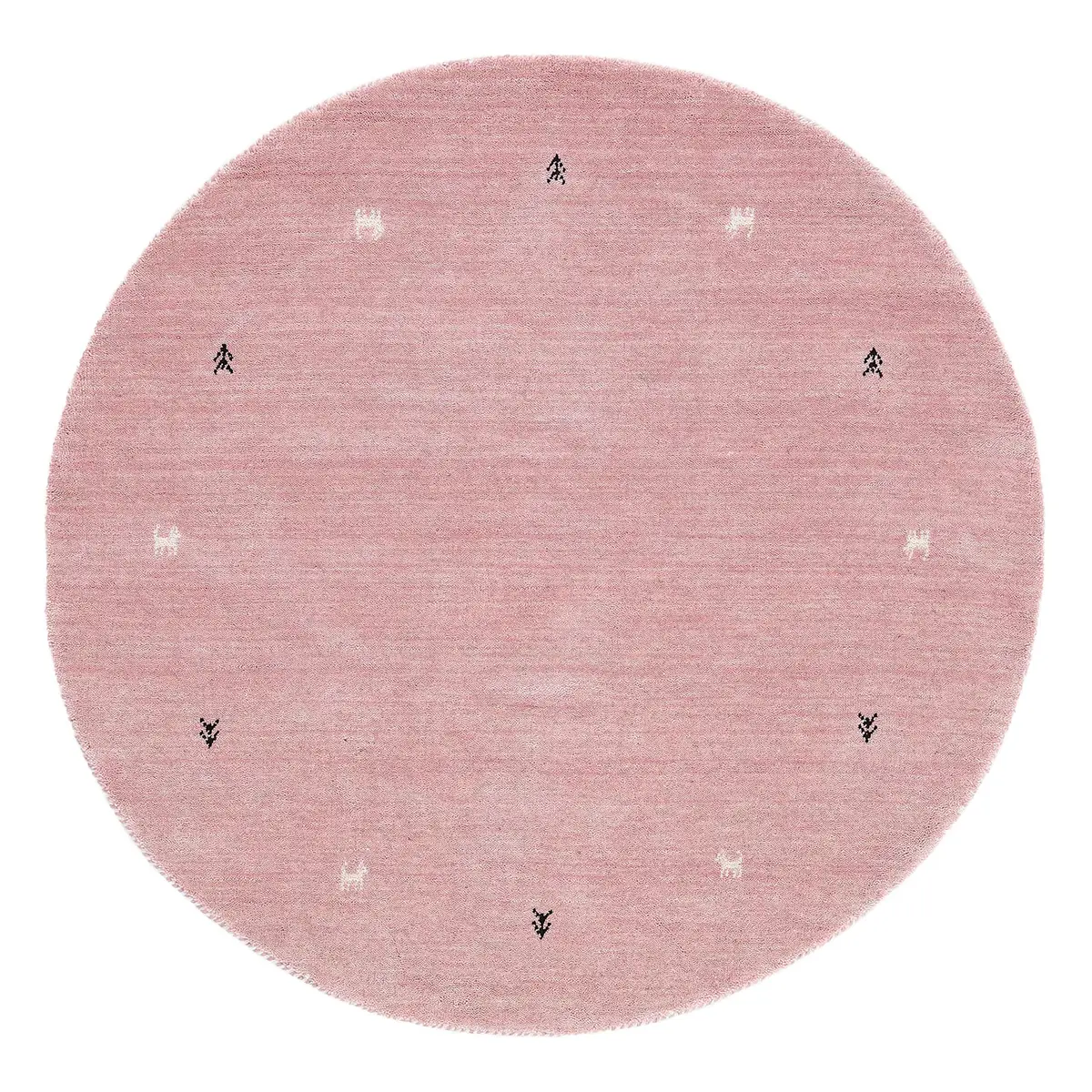Wollteppich Gabbeh Uni Rund | Pink