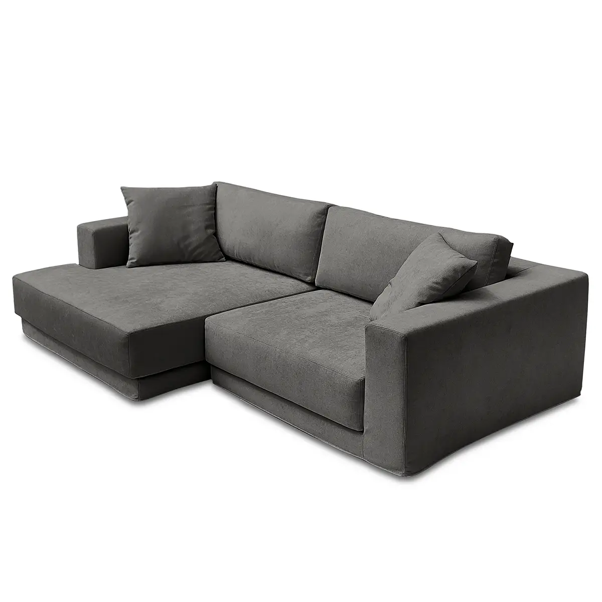 Ecksofa mit Wechselbezug Grau/Dunkelgrau Webstoff Stormy | Grau
