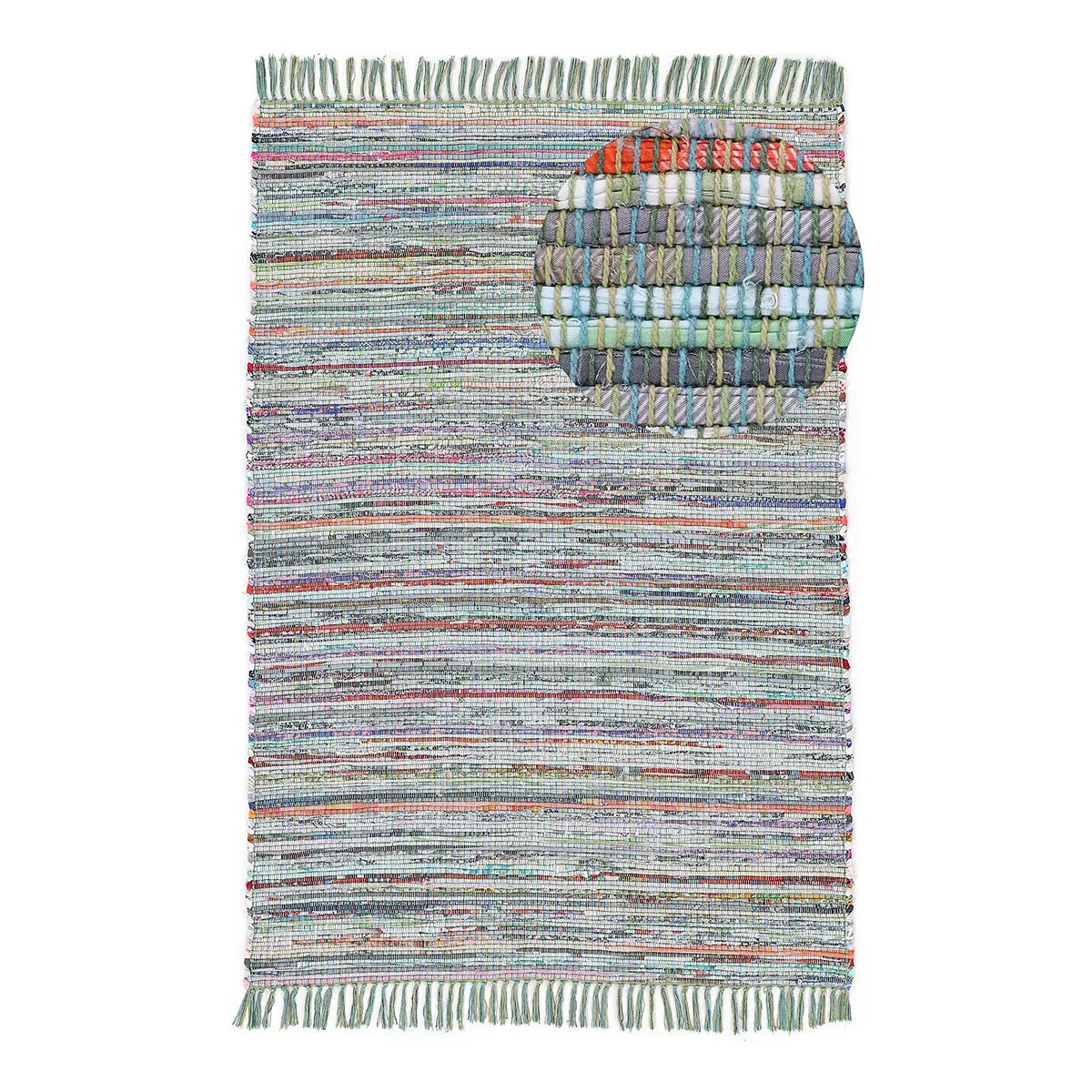 Baumwollteppich Kelim Chindi Grün/Grün 80 x 150cm | Grün