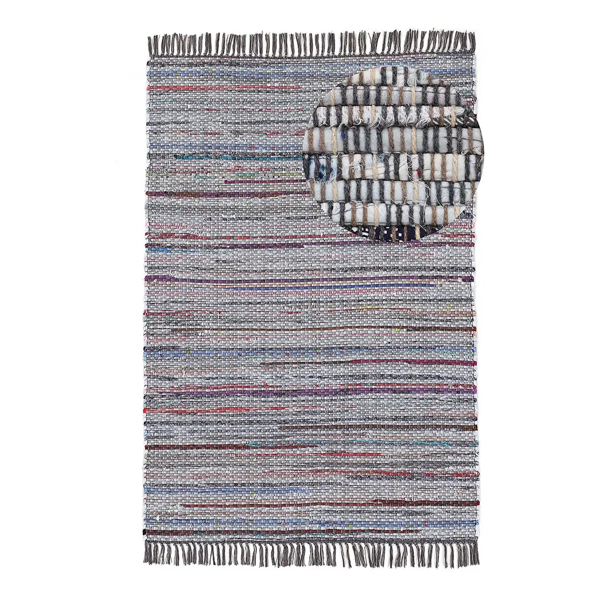 Baumwollteppich Kelim Chindi Grau/Grau 80 x 150cm | Grau
