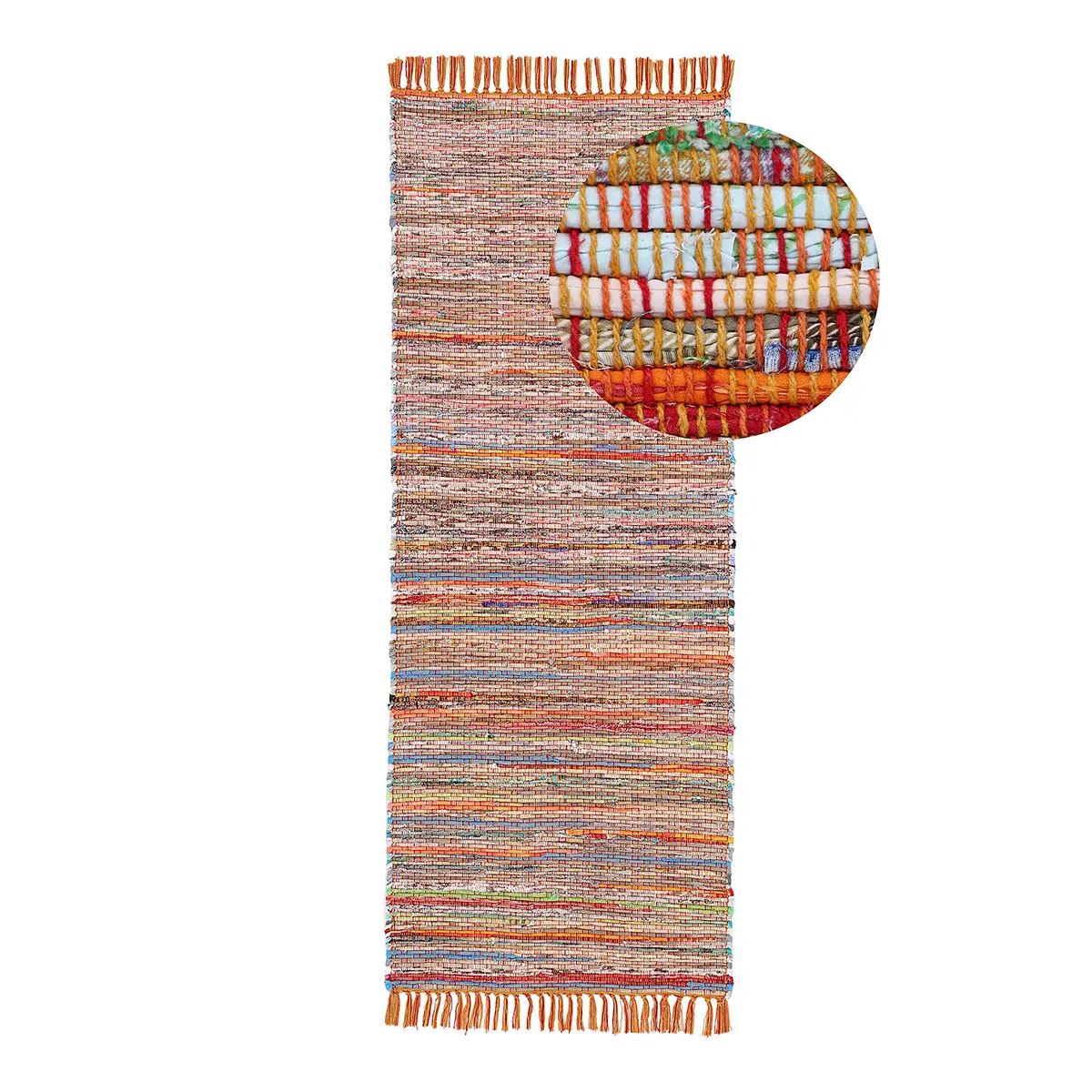 Läufer Kelim Chindi 80 x 350cm Orange/Orange | Orange