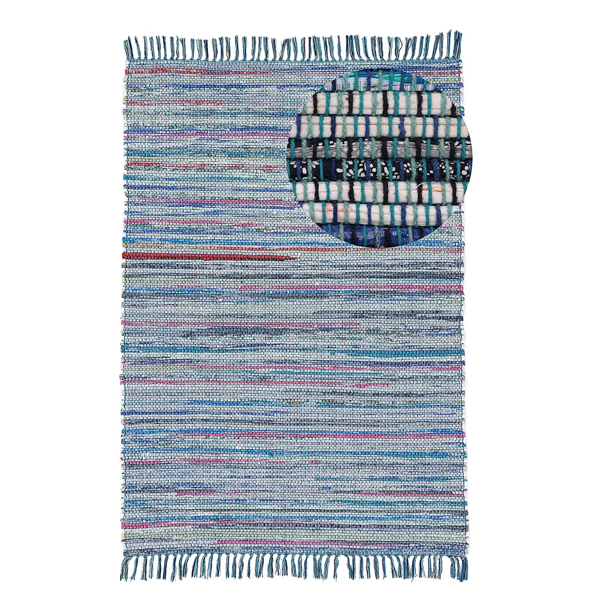 Baumwollteppich Kelim Chindi Blau/Blau 200 x 250cm | Blau