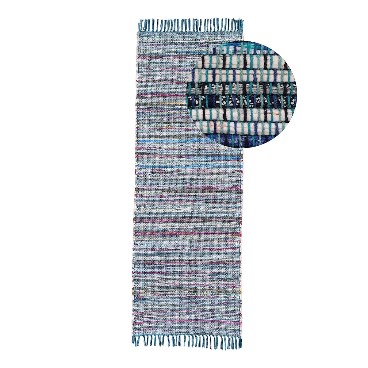 Läufer Kelim Chindi 75 x 200cm Blau/Blau | Blau