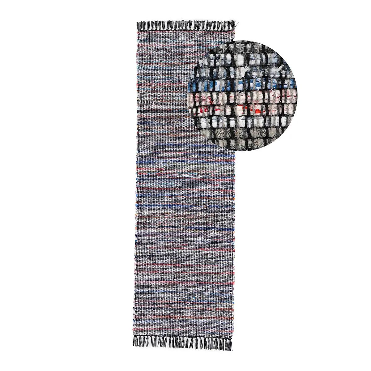 Läufer Kelim Chindi 60 x 180cm Schwarz/Schwarz | Schwarz