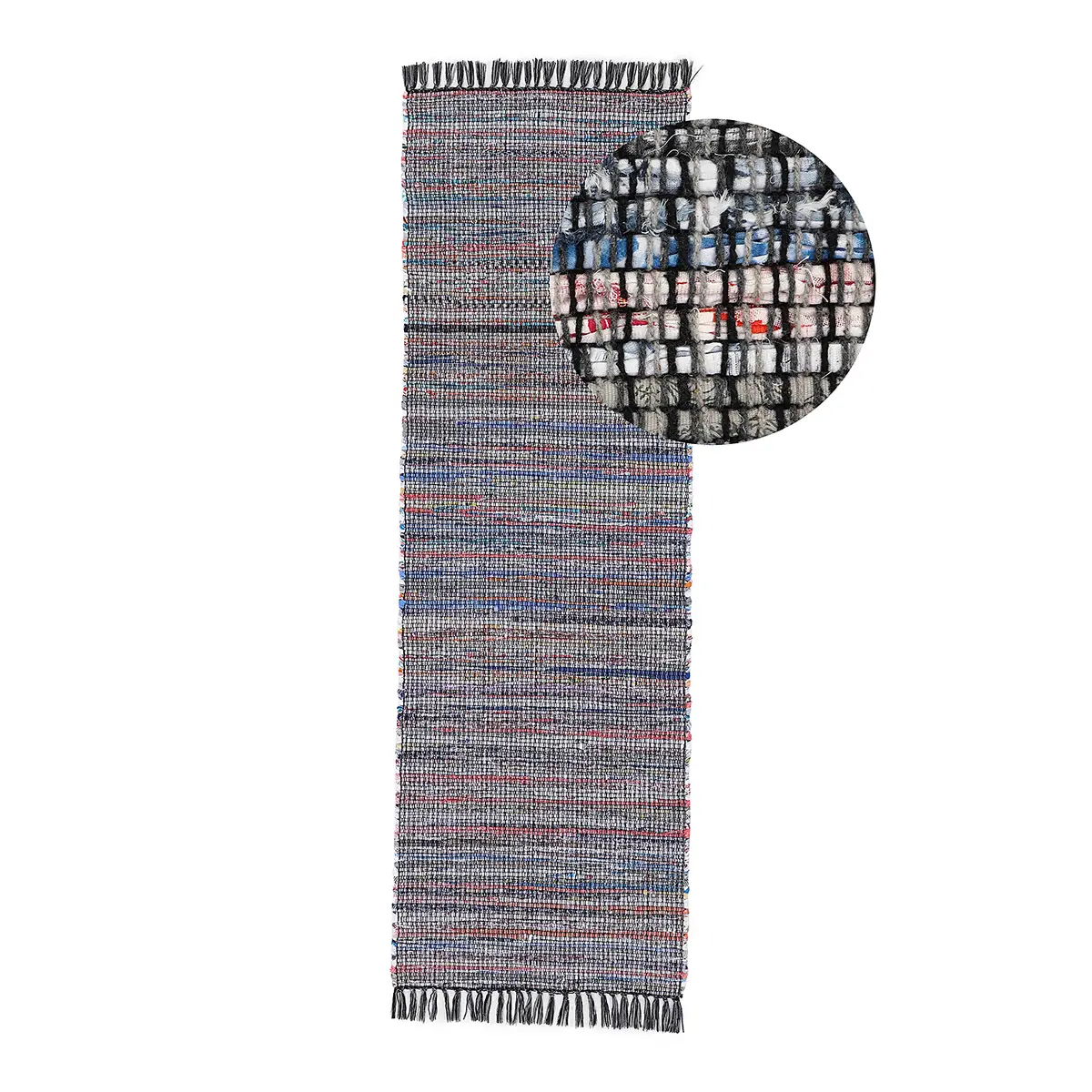 Läufer Kelim Chindi 75 x 240cm Schwarz/Schwarz | Schwarz