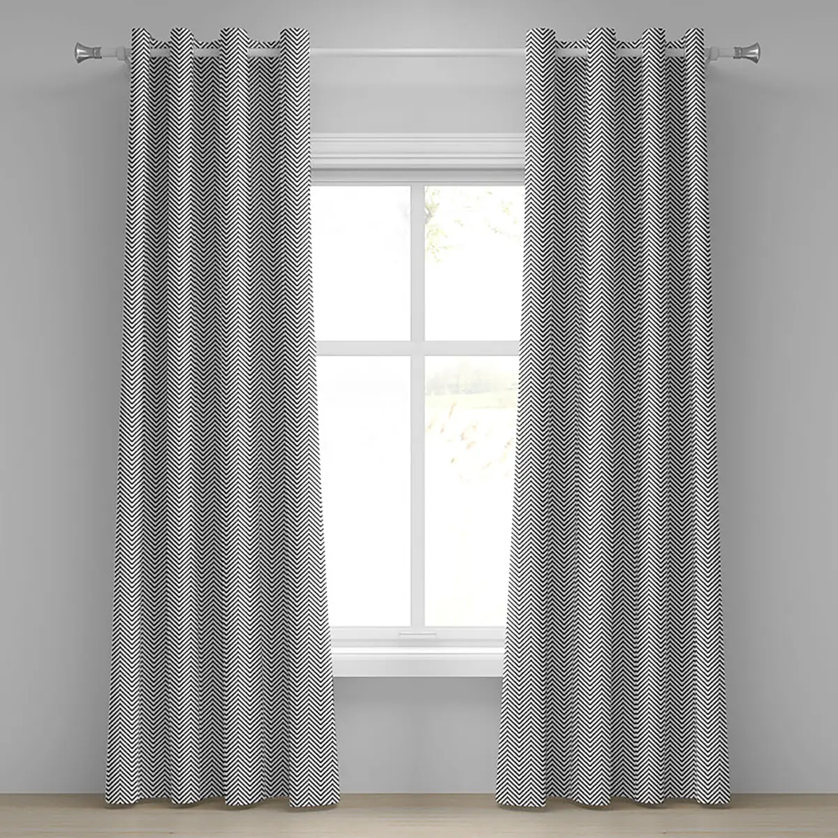 Ösenvorhang Modern 2er-Set 245cm | Schwarz