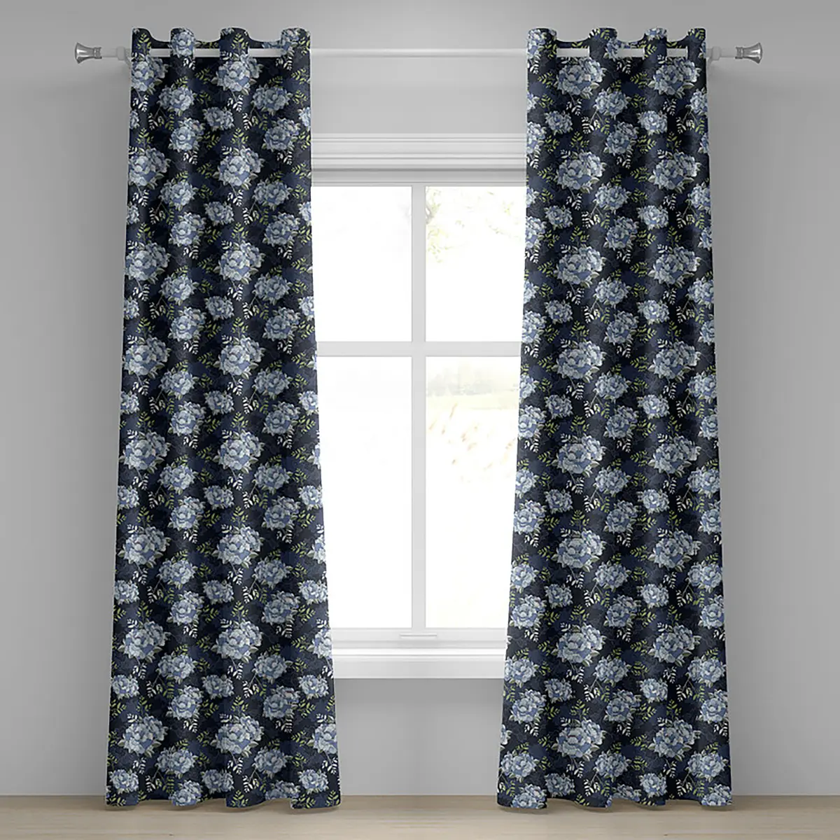 Ösenvorhang Wildrose 2er-Set 225cm | Blau