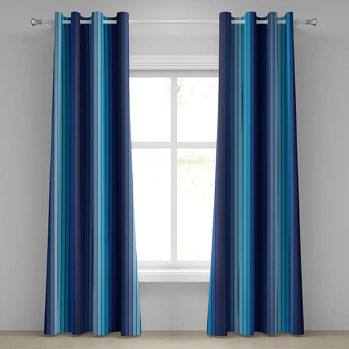 Ösenvorhang Blue Stripes 2er-Set 225cm | Blau