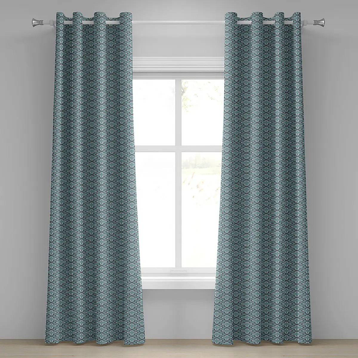 Ösenvorhang Clover 2er-Set 225cm Türkis/Türkis | Türkis