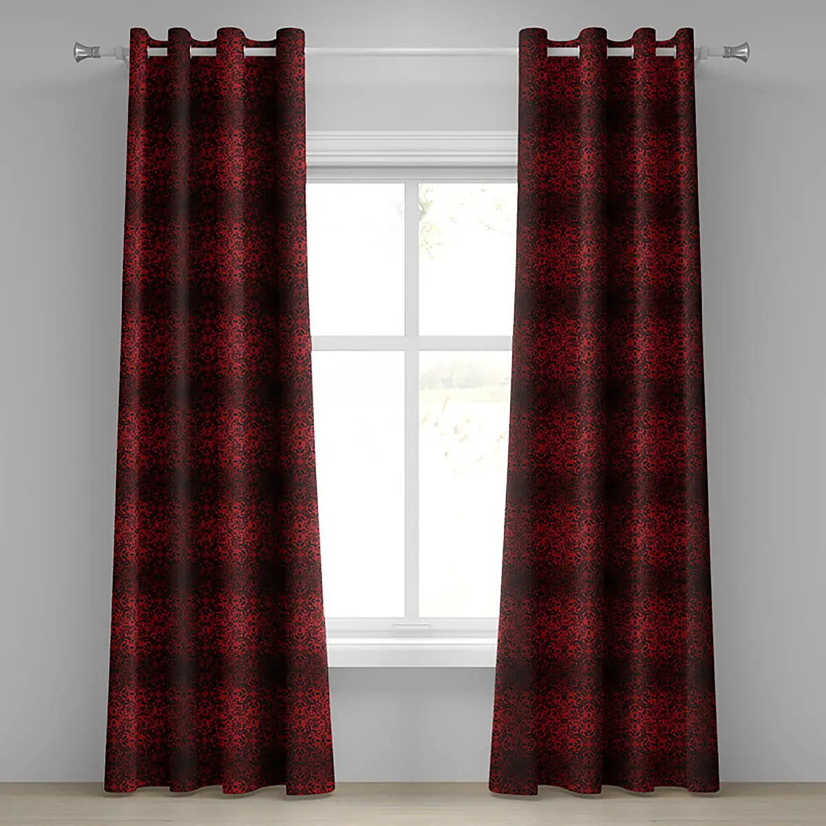 Ösenvorhang Vermilion 2er-Set 225cm Rot/Rot | Rot