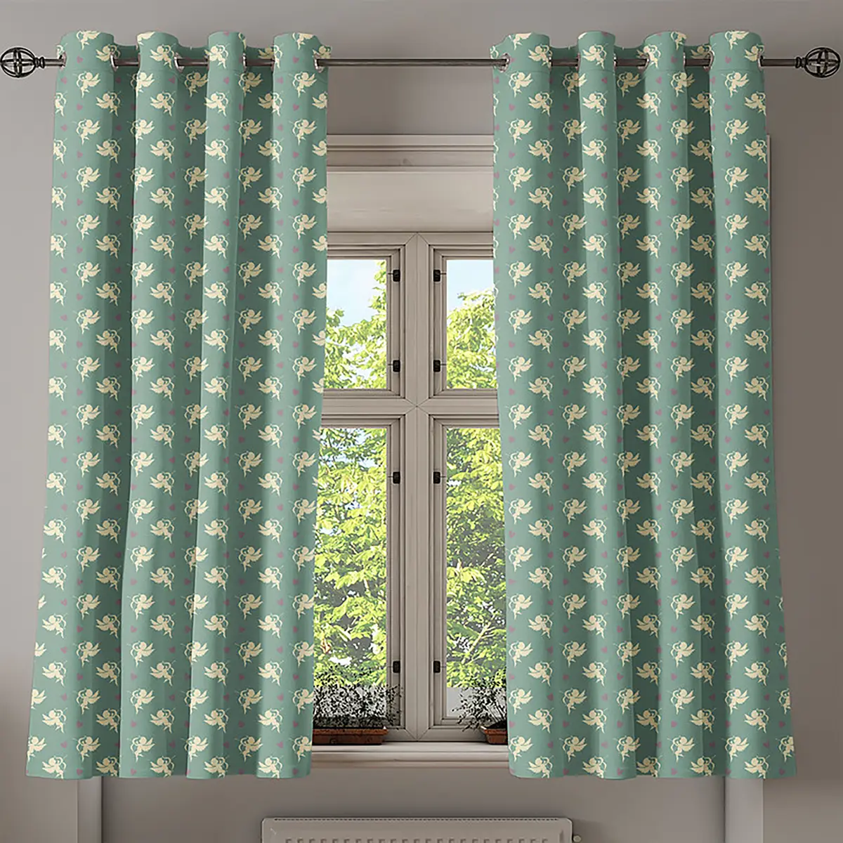 Ösenvorhang Angel 2er-Set 175cm Grün/Grün | Grün