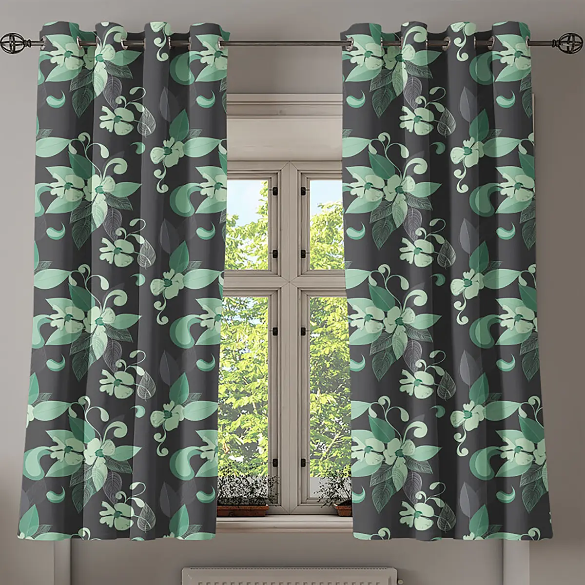 Ösenvorhang Orchidee | Grau
