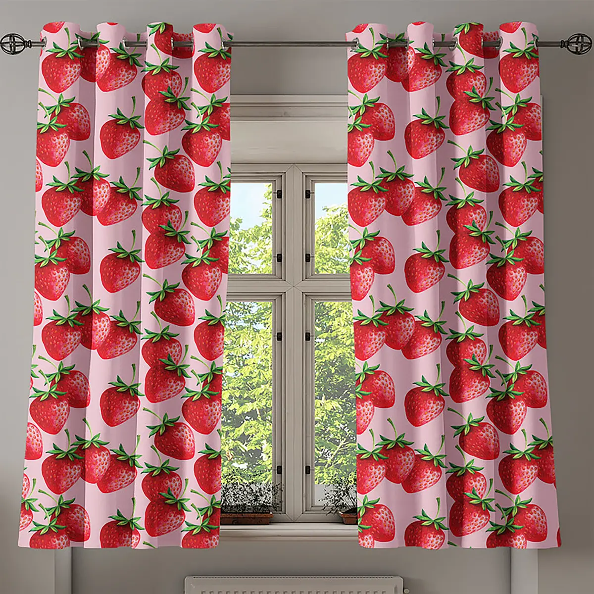 Ösenvorhang Strawberry 2er-Set 175cm | Rot