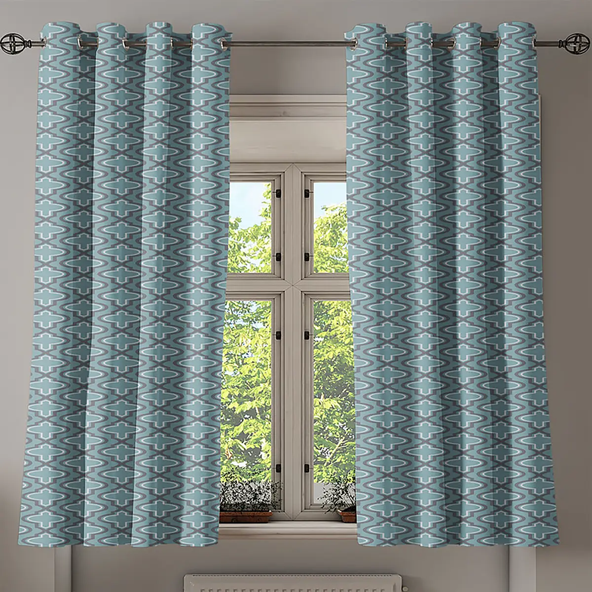 Ösenvorhang Clover 2er-Set 175cm Türkis | Türkis