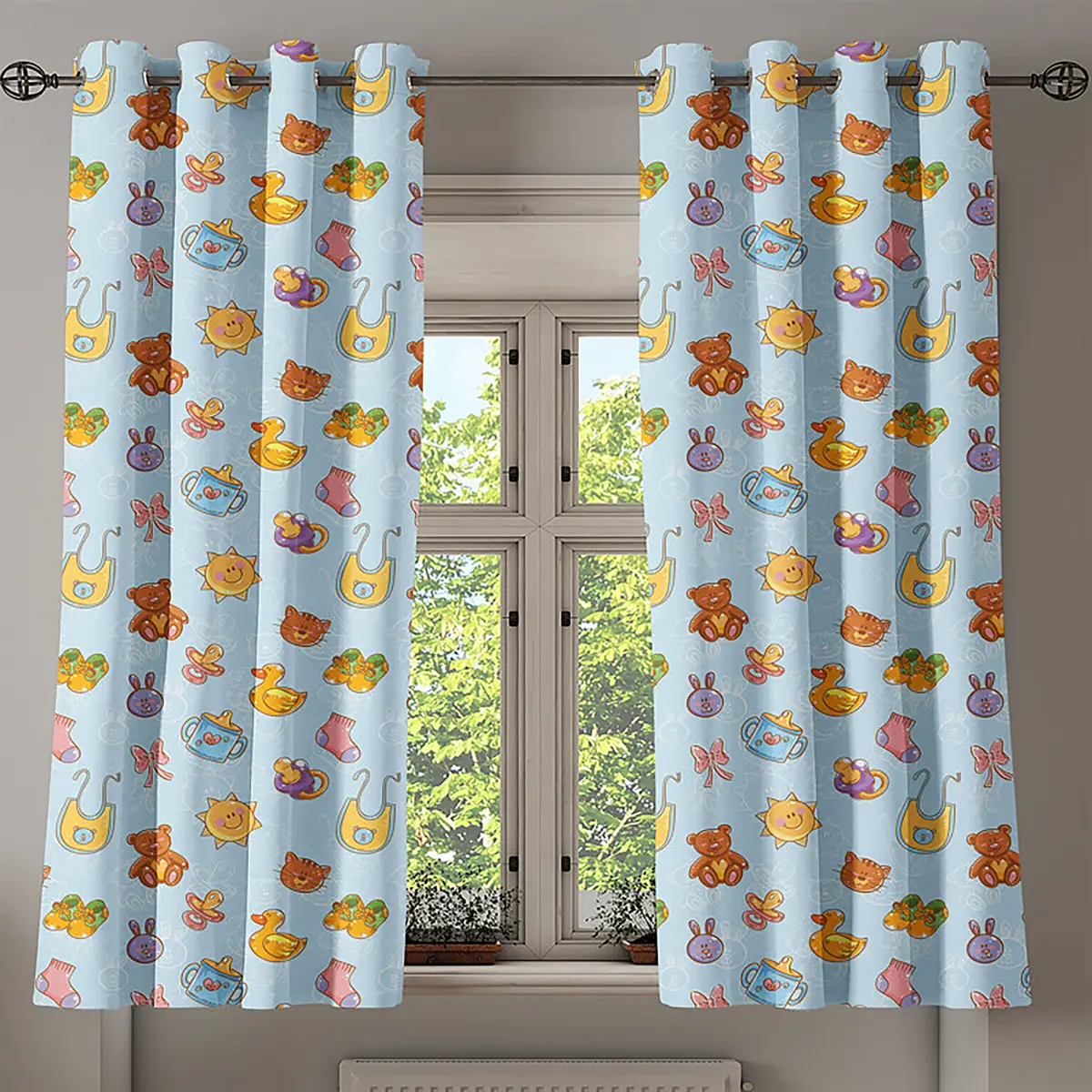 Ösenvorhang Toy 2er-Set 175cm Blau/Babyblau | Blau