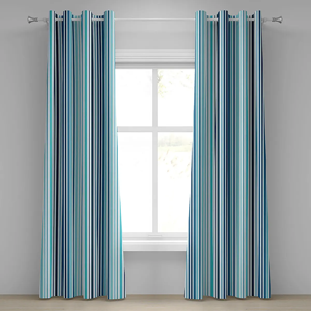 Ösenvorhang Stripes 2er-Set 225cm Blau/Hellblau/Dunkelblau | Blau