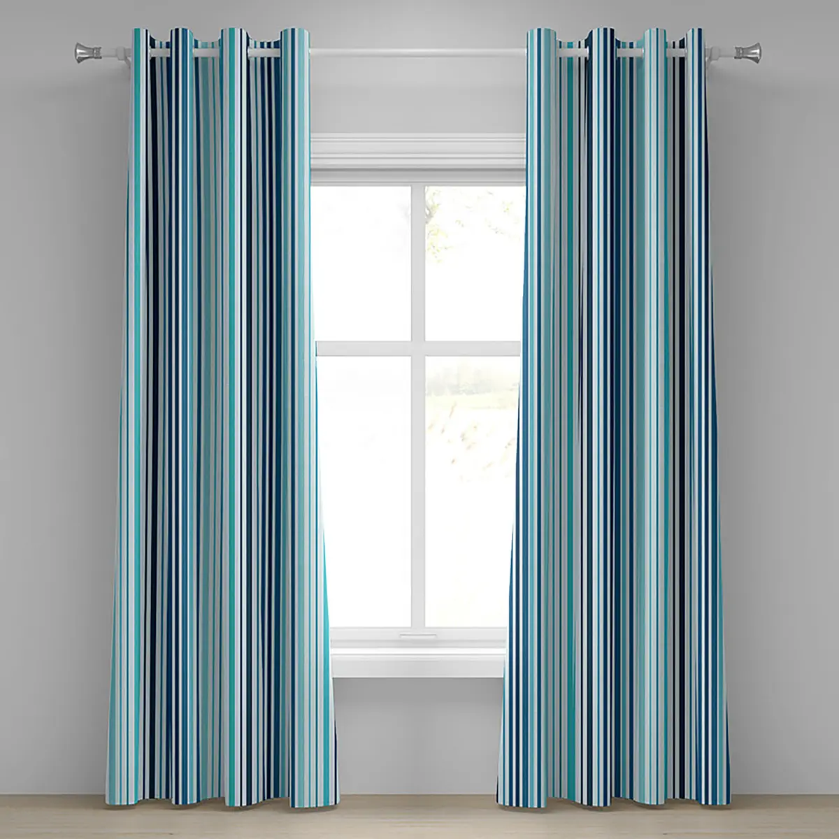 Ösenvorhang Stripes 2er-Set 260cm Blau/Hellblau/Dunkelblau | Blau