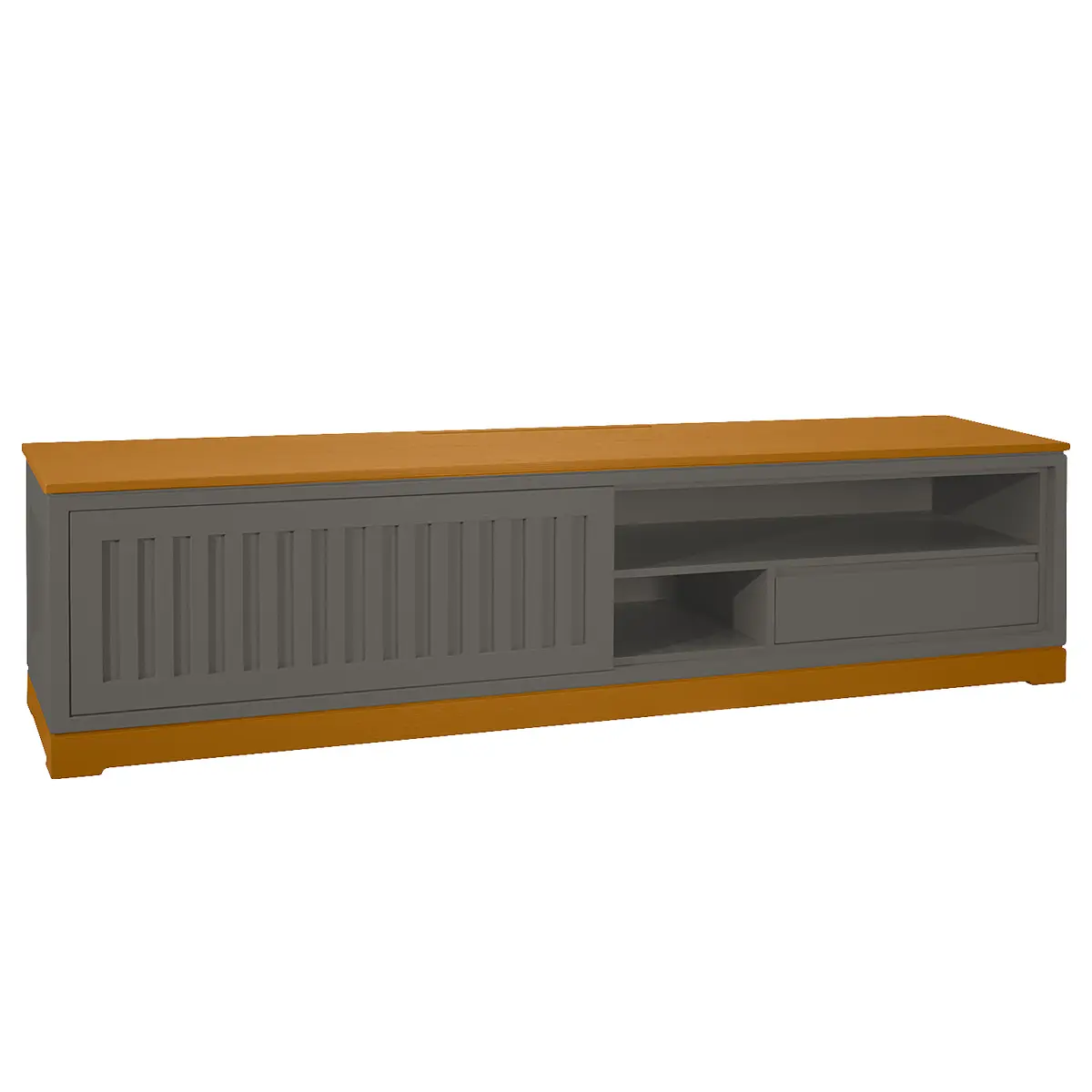 TV-Lowboard Geriffelt Pinie Massiv | Mehrfarbig
