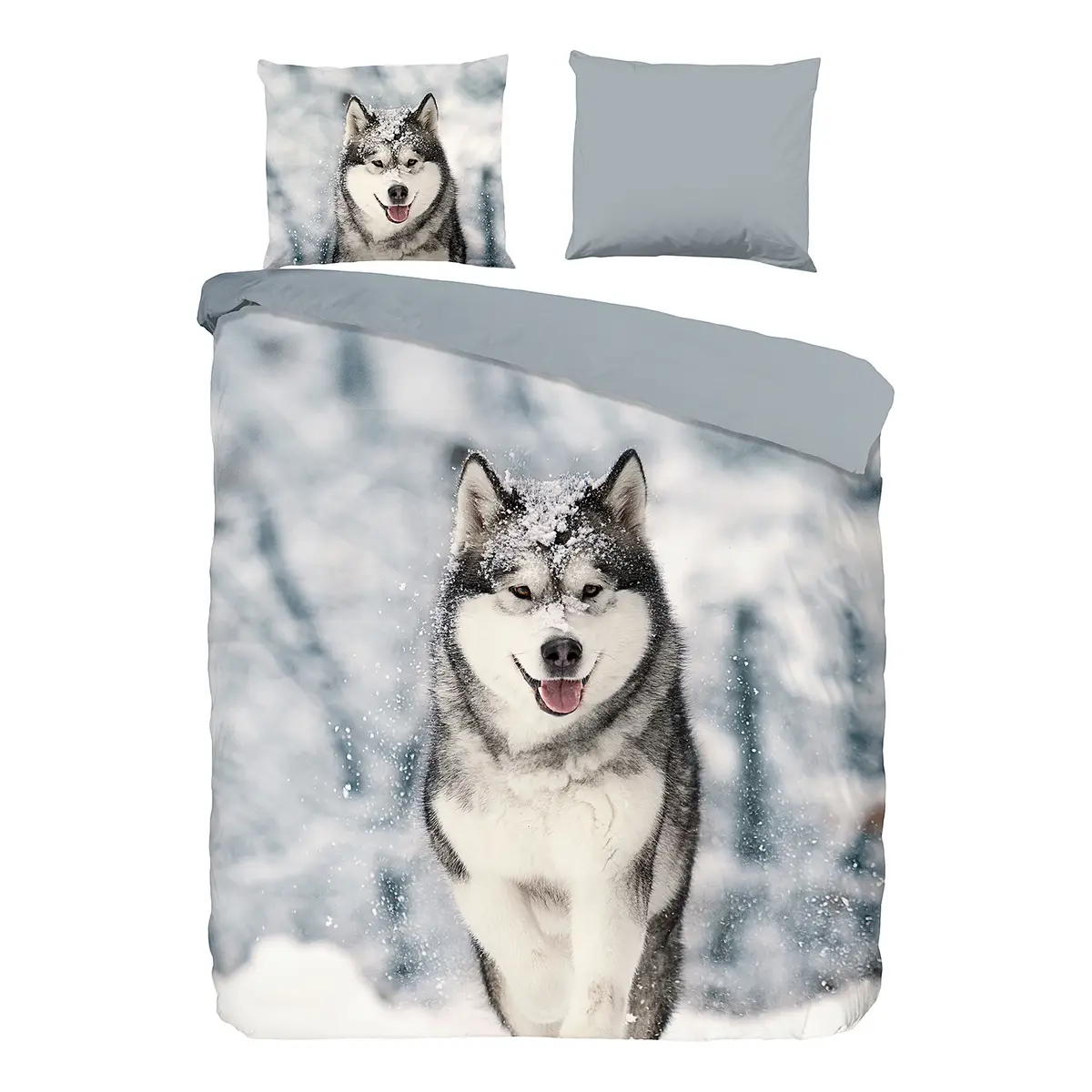 Biber-Bettwäsche Husky | Grau