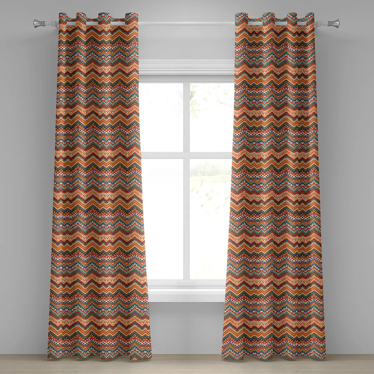 Ösenvorhang Zig Zag 2er-Set 245cm Multicolor | Mehrfarbig