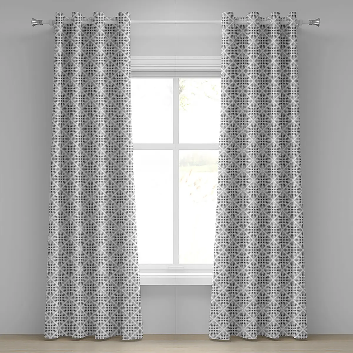 Ösenvorhang Visual Squares 2er-Set 245cm | Mehrfarbig