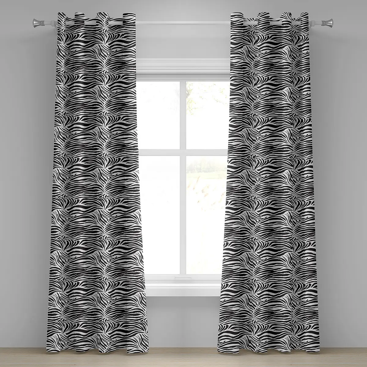 Ösenvorhang Zebra 2er-Set 245cm Weiß/Schwarz/Weiß | Mehrfarbig