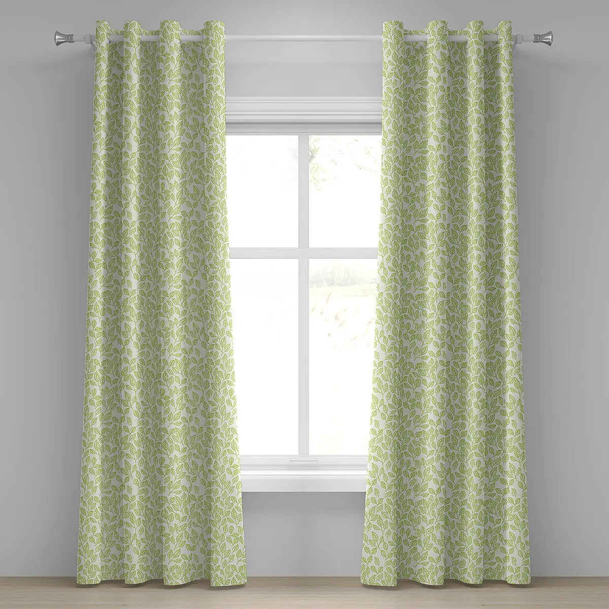Ösenvorhang Orme Blätter 2er-Set 245cm Beige/Limette/Creme | Beige