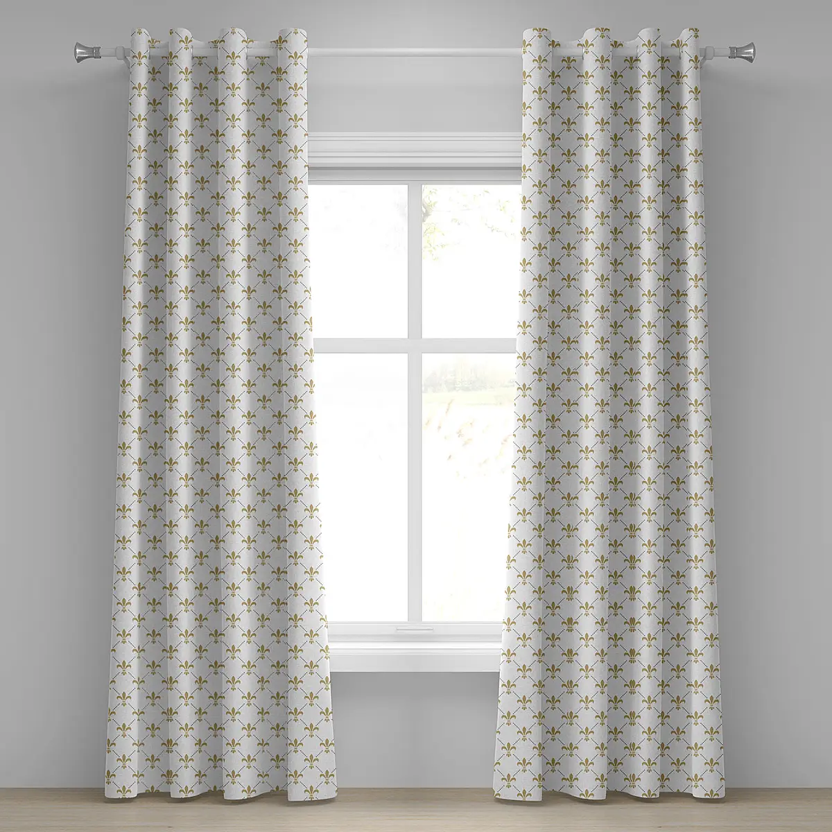 Ösenvorhang Französische Lilie 2er-Set 245cm | Weiß