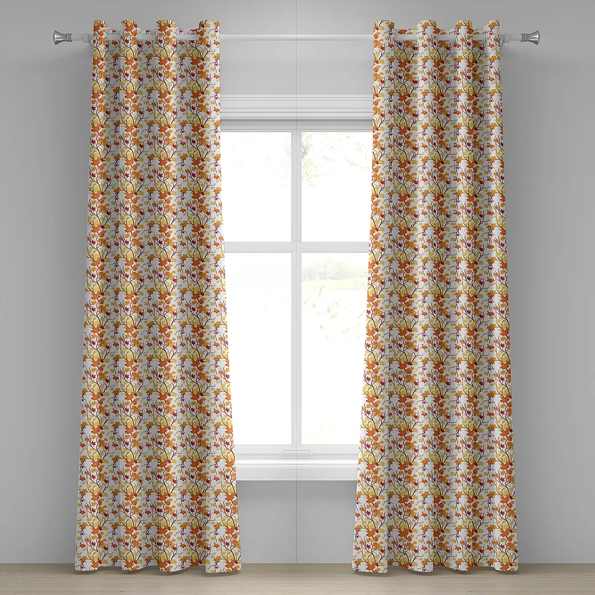 Ösenvorhang Maple Leaves 2er-Set 260cm Gelb/Gelb/Orange | Gelb